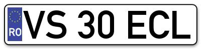 Placuta inmatriculare numar auto  VS-30-ECL, VS 30 ECL, VS30ECL