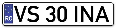 Placuta inmatriculare numar auto  VS-30-INA, VS 30 INA, VS30INA
