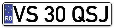 Placuta inmatriculare numar auto  VS-30-QSJ, VS 30 QSJ, VS30QSJ