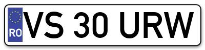 Placuta inmatriculare numar auto  VS-30-URW, VS 30 URW, VS30URW