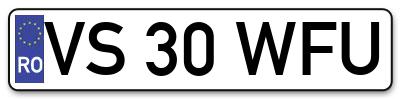Placuta inmatriculare numar auto  VS-30-WFU, VS 30 WFU, VS30WFU