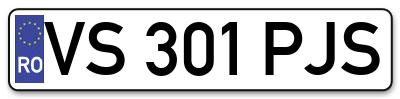 Placuta inmatriculare numar auto  VS-301-PJS, VS 301 PJS, VS301PJS