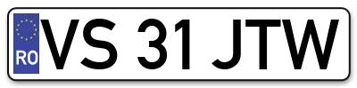 Placuta inmatriculare numar auto  VS-31-JTW, VS 31 JTW, VS31JTW