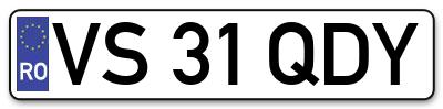 Placuta inmatriculare numar auto  VS-31-QDY, VS 31 QDY, VS31QDY