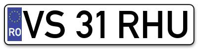 Placuta inmatriculare numar auto  VS-31-RHU, VS 31 RHU, VS31RHU