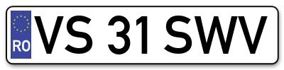 Placuta inmatriculare numar auto  VS-31-SWV, VS 31 SWV, VS31SWV