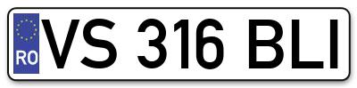 Placuta inmatriculare numar auto  VS-316-BLI, VS 316 BLI, VS316BLI