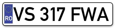 Placuta inmatriculare numar auto  VS-317-FWA, VS 317 FWA, VS317FWA