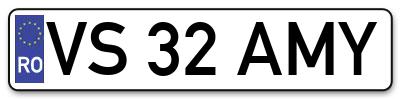 Placuta inmatriculare numar auto  VS-32-AMY, VS 32 AMY, VS32AMY