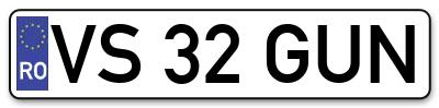 Placuta inmatriculare numar auto  VS-32-GUN, VS 32 GUN, VS32GUN