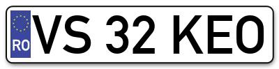 Placuta inmatriculare numar auto  VS-32-KEO, VS 32 KEO, VS32KEO