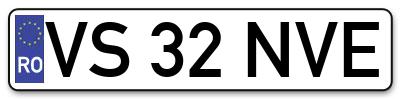 Placuta inmatriculare numar auto  VS-32-NVE, VS 32 NVE, VS32NVE
