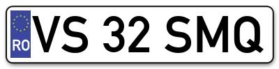 Placuta inmatriculare numar auto  VS-32-SMQ, VS 32 SMQ, VS32SMQ