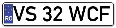 Placuta inmatriculare numar auto  VS-32-WCF, VS 32 WCF, VS32WCF