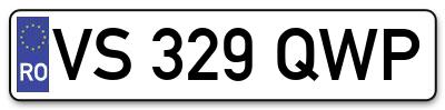 Placuta inmatriculare numar auto  VS-329-QWP, VS 329 QWP, VS329QWP