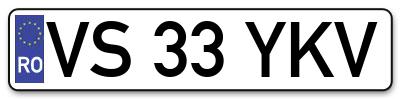 Placuta inmatriculare numar auto  VS-33-YKV, VS 33 YKV, VS33YKV