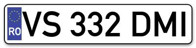 Placuta inmatriculare numar auto  VS-332-DMI, VS 332 DMI, VS332DMI
