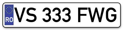 Placuta inmatriculare numar auto  VS-333-FWG, VS 333 FWG, VS333FWG