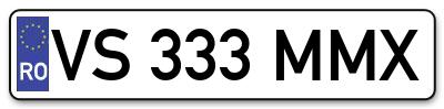 Placuta inmatriculare numar auto  VS-333-MMX, VS 333 MMX, VS333MMX