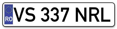 Placuta inmatriculare numar auto  VS-337-NRL, VS 337 NRL, VS337NRL