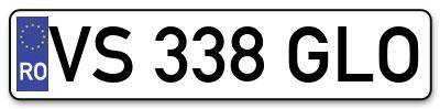 Placuta inmatriculare numar auto  VS-338-GLO, VS 338 GLO, VS338GLO