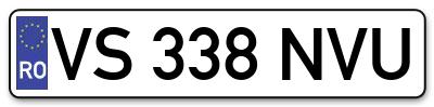 Placuta inmatriculare numar auto  VS-338-NVU, VS 338 NVU, VS338NVU