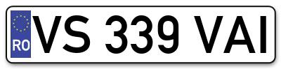 Placuta inmatriculare numar auto  VS-339-VAI, VS 339 VAI, VS339VAI