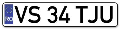 Placuta inmatriculare numar auto  VS-34-TJU, VS 34 TJU, VS34TJU