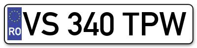 Placuta inmatriculare numar auto  VS-340-TPW, VS 340 TPW, VS340TPW