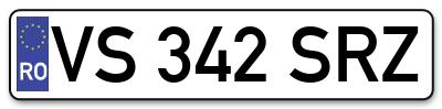 Placuta inmatriculare numar auto  VS-342-SRZ, VS 342 SRZ, VS342SRZ