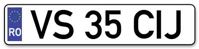 Placuta inmatriculare numar auto  VS-35-CIJ, VS 35 CIJ, VS35CIJ