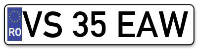 Placuta inmatriculare numar auto  VS-35-EAW, VS 35 EAW, VS35EAW