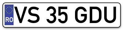 Placuta inmatriculare numar auto  VS-35-GDU, VS 35 GDU, VS35GDU