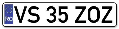 Placuta inmatriculare numar auto  VS-35-ZOZ, VS 35 ZOZ, VS35ZOZ