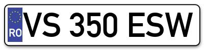 Placuta inmatriculare numar auto  VS-350-ESW, VS 350 ESW, VS350ESW