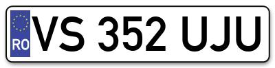 Placuta inmatriculare numar auto  VS-352-UJU, VS 352 UJU, VS352UJU