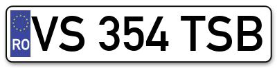 Placuta inmatriculare numar auto  VS-354-TSB, VS 354 TSB, VS354TSB