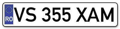 Placuta inmatriculare numar auto  VS-355-XAM, VS 355 XAM, VS355XAM