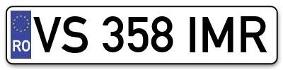 Placuta inmatriculare numar auto  VS-358-IMR, VS 358 IMR, VS358IMR