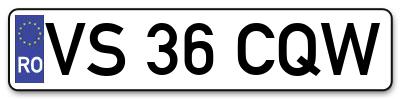 Placuta inmatriculare numar auto  VS-36-CQW, VS 36 CQW, VS36CQW