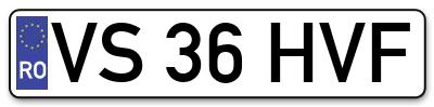 Placuta inmatriculare numar auto  VS-36-HVF, VS 36 HVF, VS36HVF