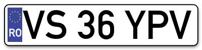 Placuta inmatriculare numar auto  VS-36-YPV, VS 36 YPV, VS36YPV