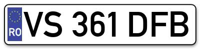 Placuta inmatriculare numar auto  VS-361-DFB, VS 361 DFB, VS361DFB