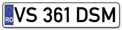 Placuta inmatriculare numar auto  VS-361-DSM, VS 361 DSM, VS361DSM