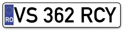 Placuta inmatriculare numar auto  VS-362-RCY, VS 362 RCY, VS362RCY