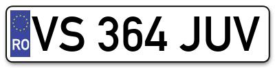 Placuta inmatriculare numar auto  VS-364-JUV, VS 364 JUV, VS364JUV