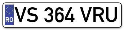 Placuta inmatriculare numar auto  VS-364-VRU, VS 364 VRU, VS364VRU