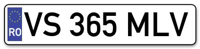 Placuta inmatriculare numar auto  VS-365-MLV, VS 365 MLV, VS365MLV