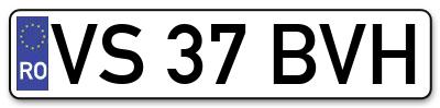 Placuta inmatriculare numar auto  VS-37-BVH, VS 37 BVH, VS37BVH