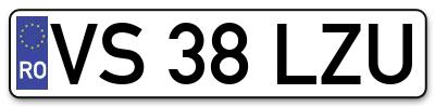 Placuta inmatriculare numar auto  VS-38-LZU, VS 38 LZU, VS38LZU